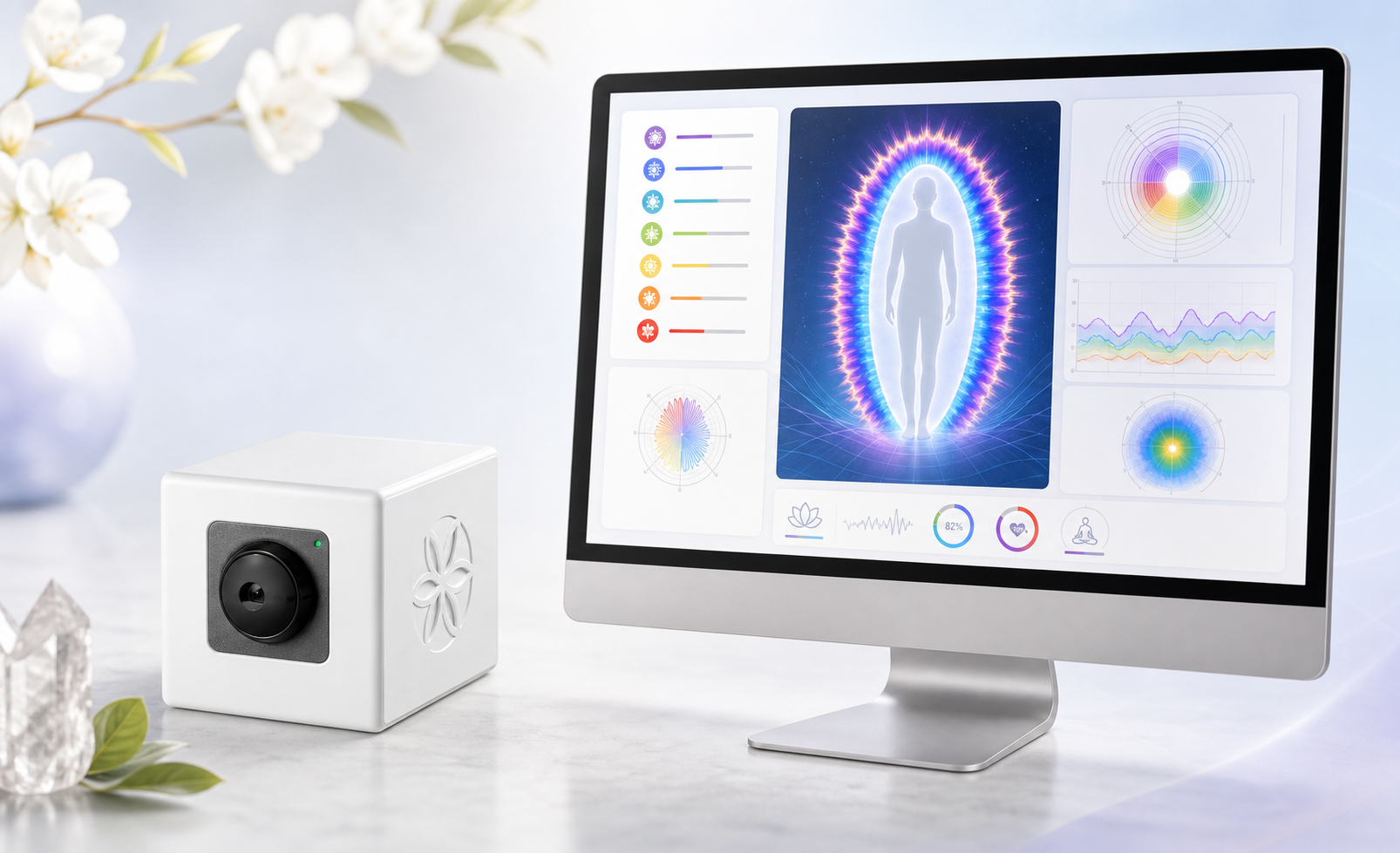 Bio-Well device with aura wellness report display